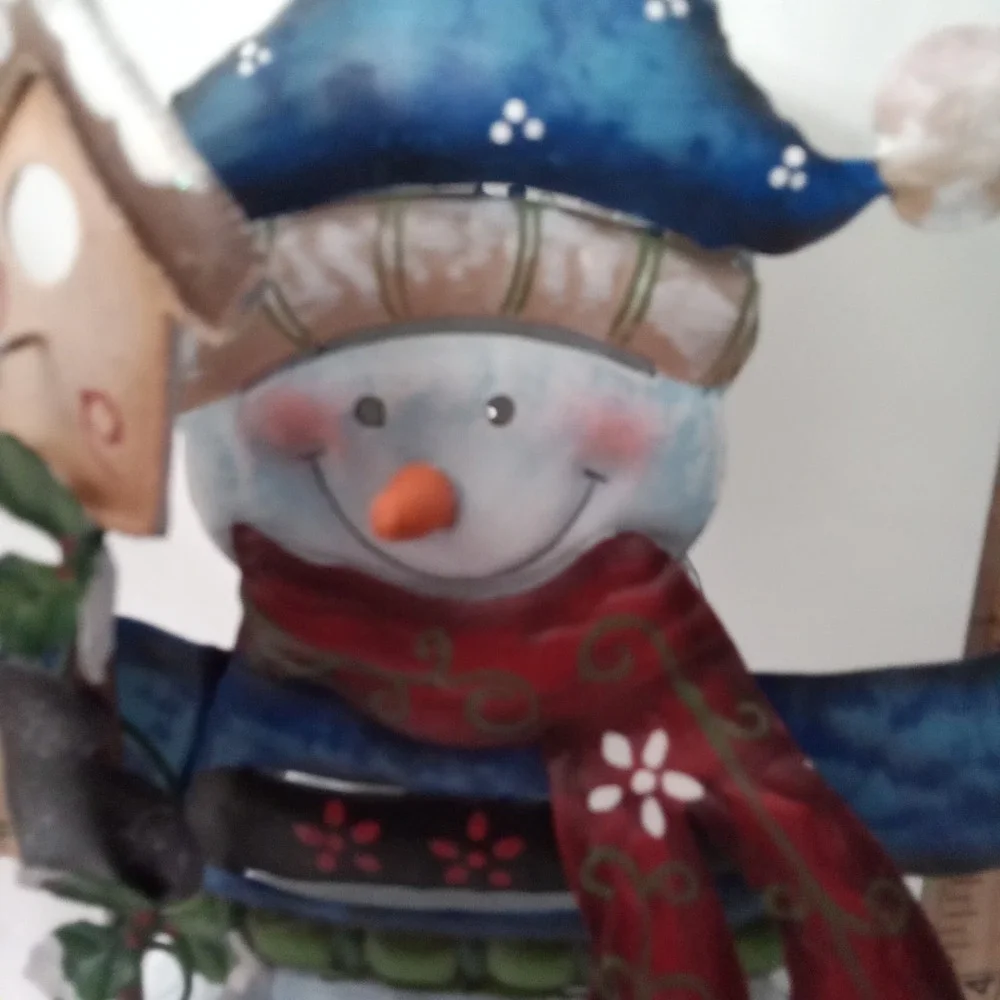 Snowman Metal Tea Light Lantern Winter Holiday Decor Birdhouse Cardinal 11 inch